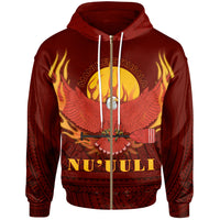 American Samoa Zip up Hoodie Manulele Tausala Nuuuli Unisex Red - Polynesian Pride