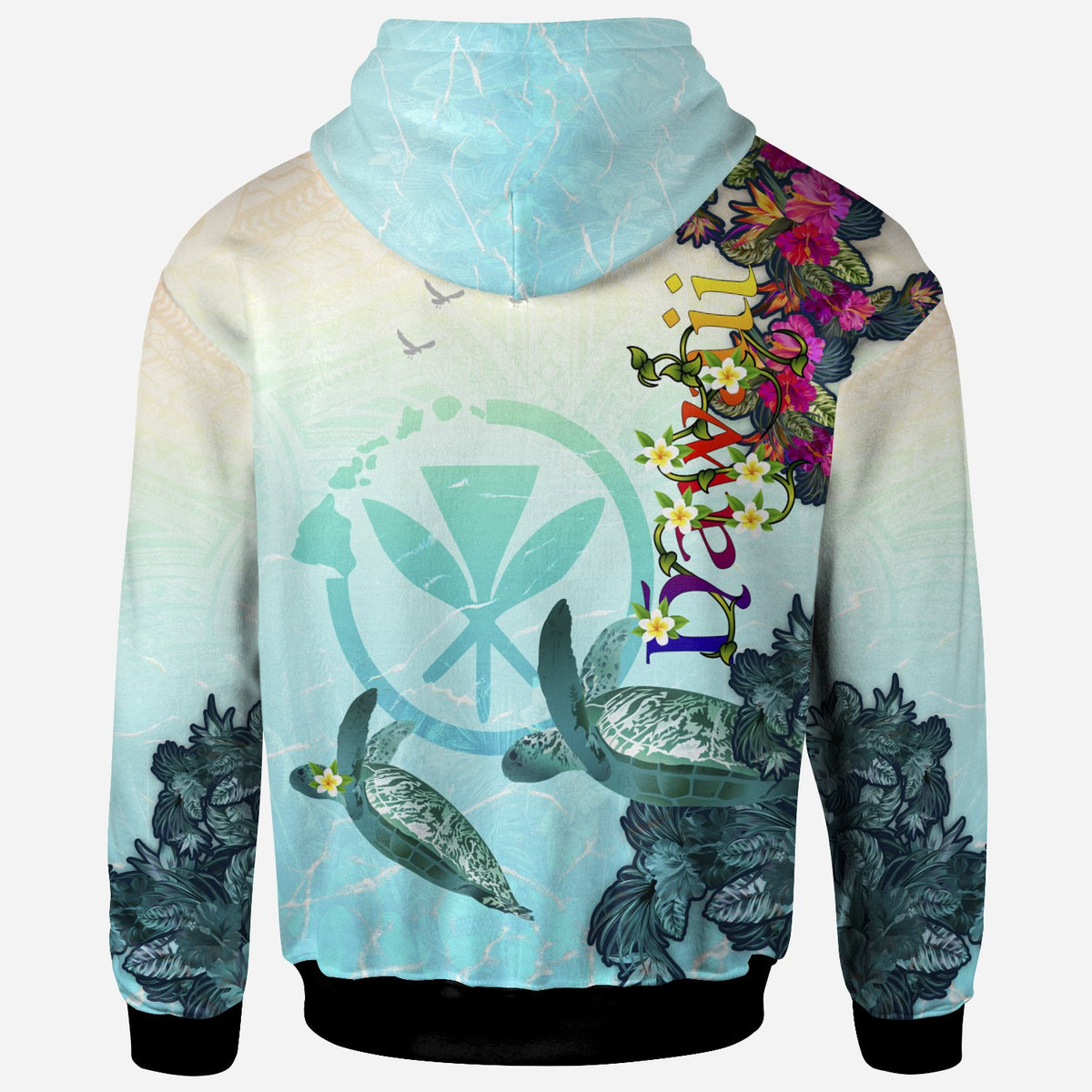 Polynesian Hawaii Hoodie View sea Hawaii with Turtle - Polynesian Pride