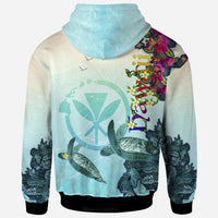 Polynesian Hawaii Hoodie View sea Hawaii with Turtle - Polynesian Pride