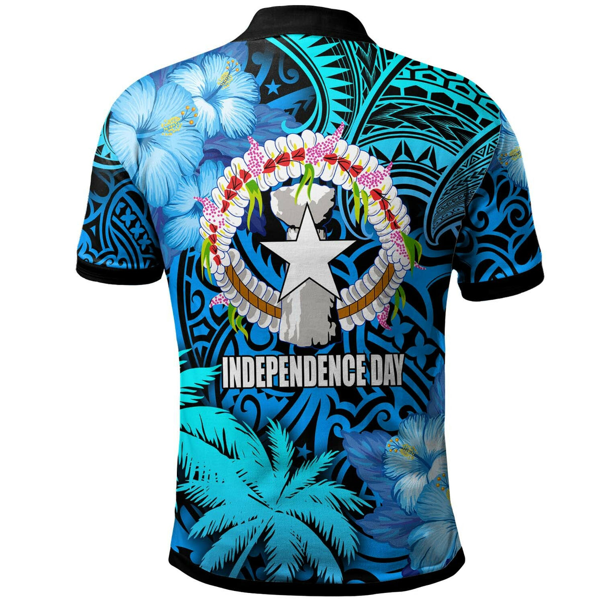 Northern Mariana Islands Polo Shirt CNMI Polynesian Culture with Hibicus Tropical Flower LT10 - Polynesian Pride