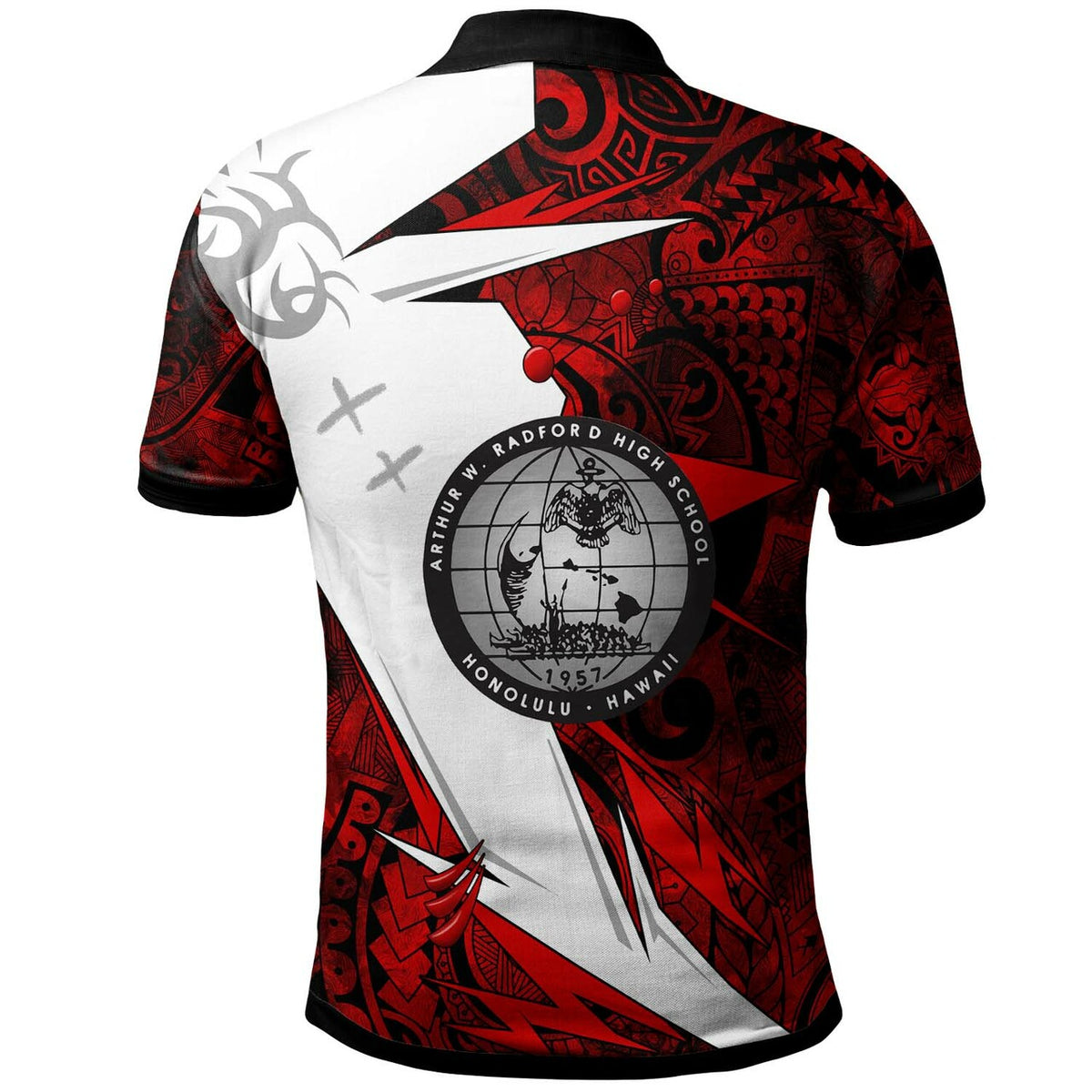 Hawaii Polynesian Polo Shirt Admiral Arthur W. Radford High School Tribal Pattern LT10 - Polynesian Pride