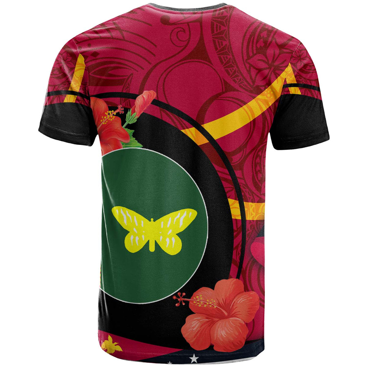 Papua New Guinea T Shirt Oro Flag of PNG with Hibicus and Polynesian Culture T Shirt - Polynesian Pride