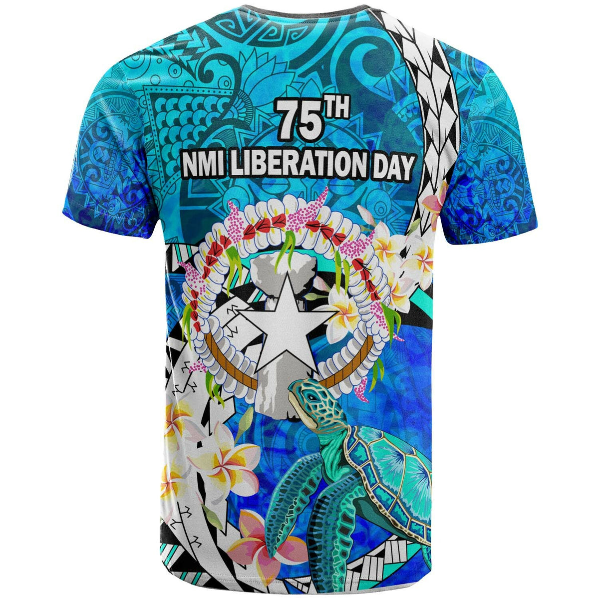 Northern Mariana Islands T Shirt CNMI Polynesian Culture with Turtle and Plumeria T Shirt LT10 - Polynesian Pride