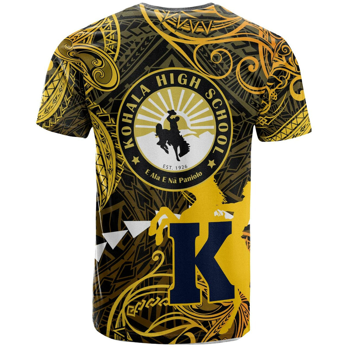 Hawaii Polynesian T Shirt Kohala High School Cowboy with Polynesian Patterns LT10 - Polynesian Pride