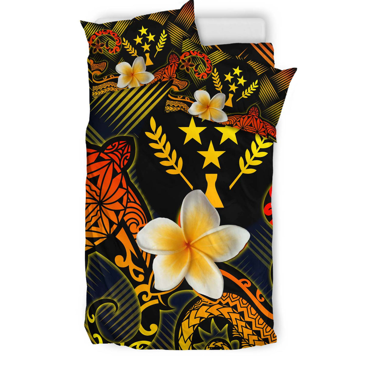 Kosrae Polynesian Bedding Set - Lauhala Turtle Plumeria Tropical - Polynesian Pride