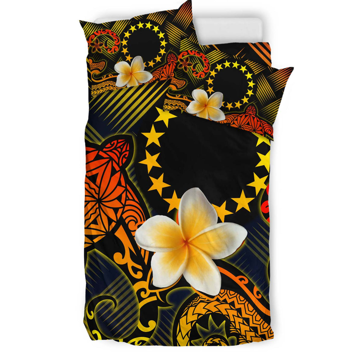 Cook Islands Polynesian Bedding Set - Lauhala Turtle Plumeria Tropical - Polynesian Pride