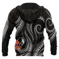 Yap Micronesian Zip up Hoodie Black Plumeria - Polynesian Pride