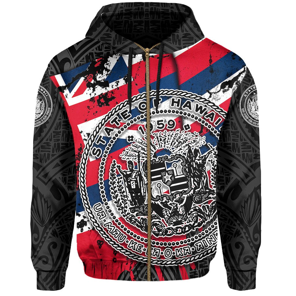 Hawaii State Hoodie (Zipper) My Blood - Polynesian Pride