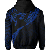 Hawaiian Kanaka Hoodie (Zipper) Mano Kihikihi Blue - Polynesian Pride