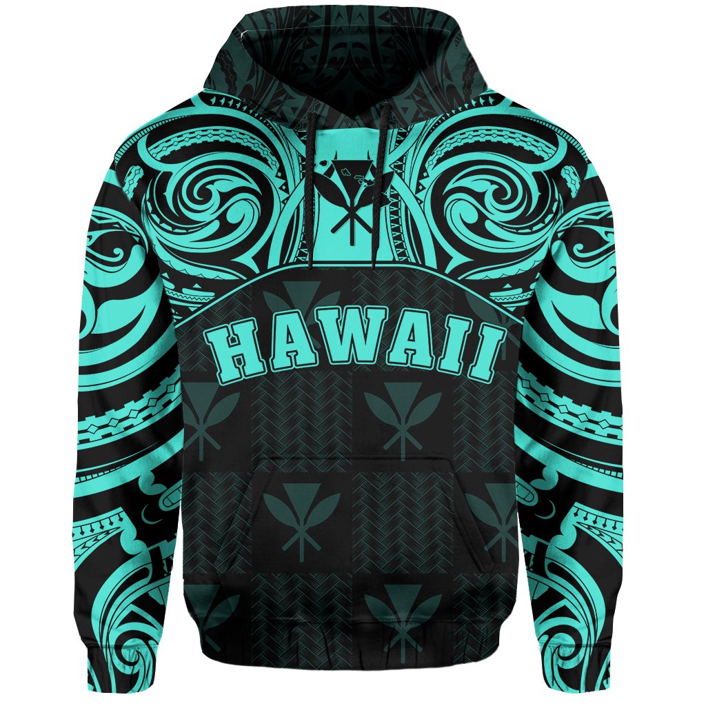 Hawaiian Kanaka Hoodie Demodern Turquoise - Polynesian Pride