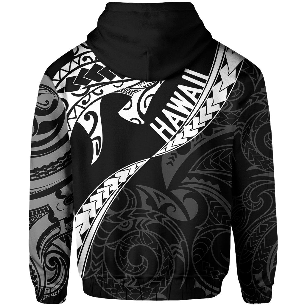 Hawaiian Kanaka Hoodie (Zipper) Mano Kihikihi White - Polynesian Pride