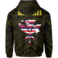 Hawaiian Kanaka Hoodie (Zipper) Heart Tattoo Yellow - Polynesian Pride