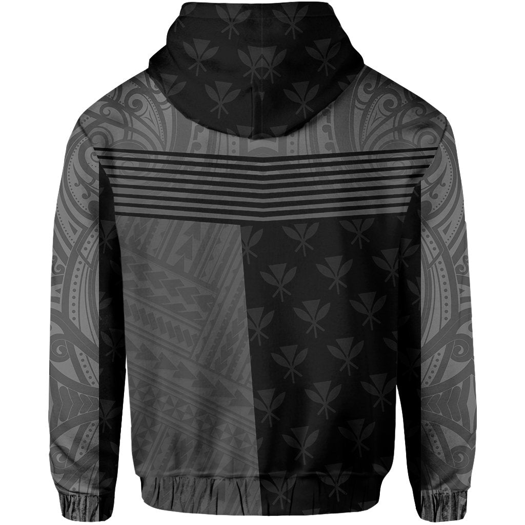 Hawaii King State Polynesian Zipper Hoodie Gray Mult - Polynesian Pride