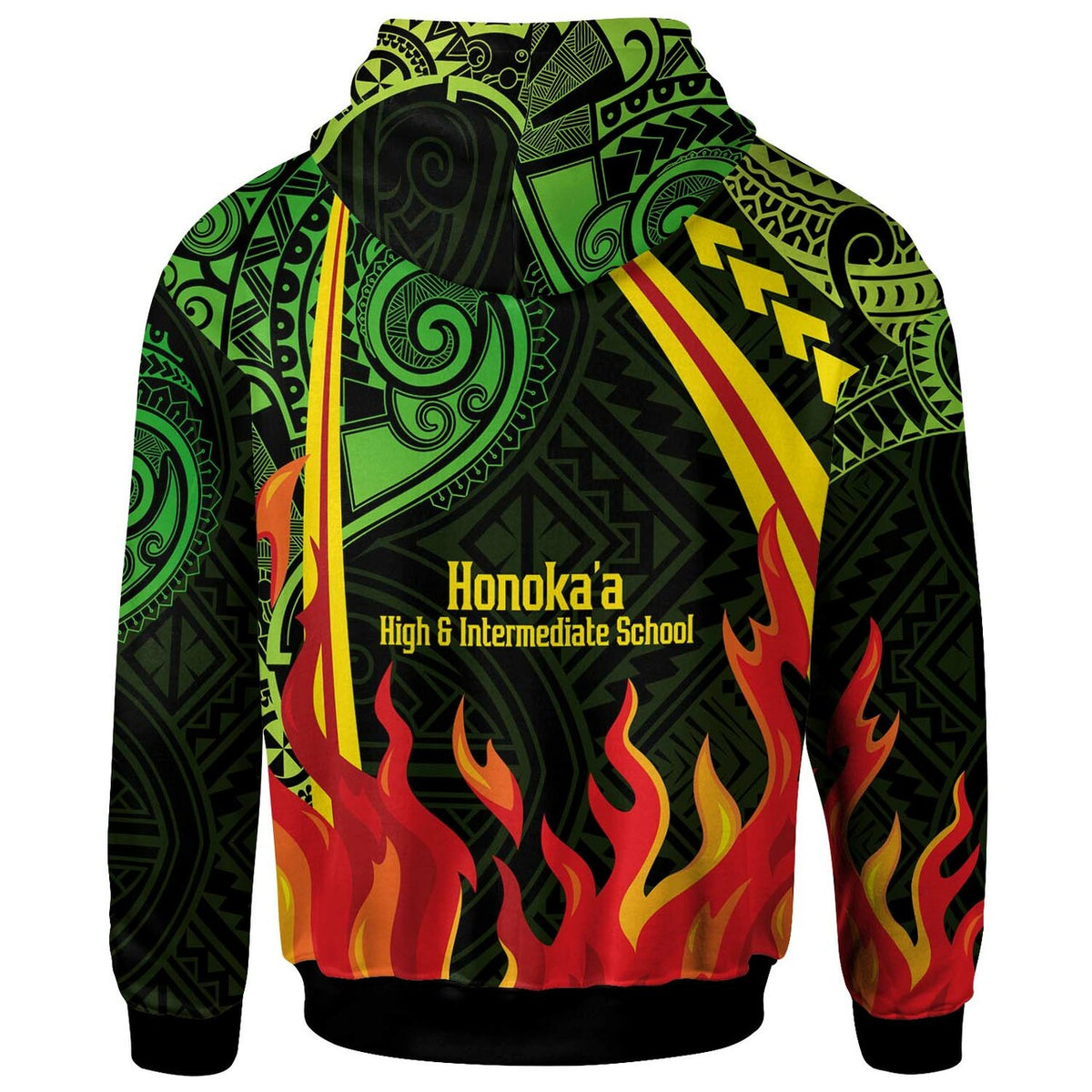 Hawaii Custom Hoodie Honokaa High & Intermediate School Polynesian Pattern Fire LT10 - Polynesian Pride