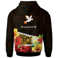 Tonga Custom Hoodie Tailulu College Polynesian with Flower and Tonga Pattern LT10 - Polynesian Pride