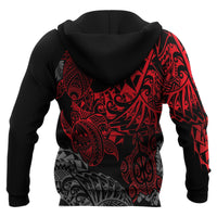 Polynesian Hawaii (Kanaka Maoli) Hoodie Red Turtle Hibiscus Flowing - Polynesian Pride