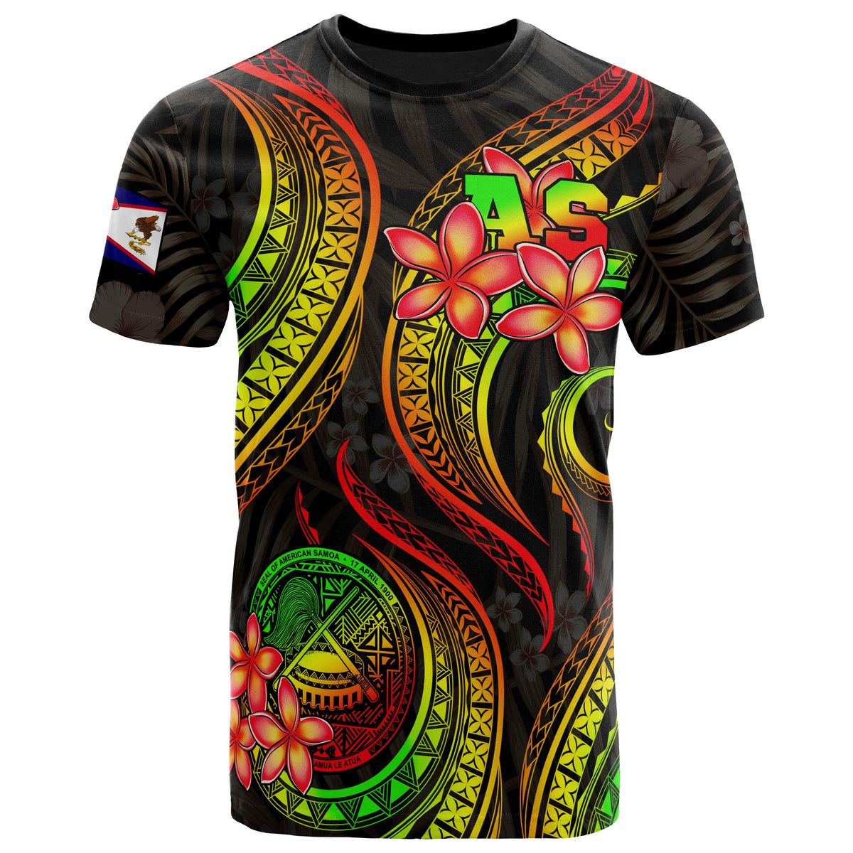 American Samoa Polynesian T Shirt Reggae Plumeria Unisex Reggae - Polynesian Pride