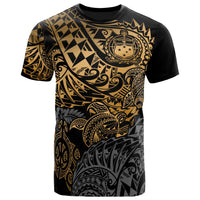 Samoa Polynesian T Shirt Samoa Coat Of Arms Gold Turtle Flowing Unisex Gold - Polynesian Pride