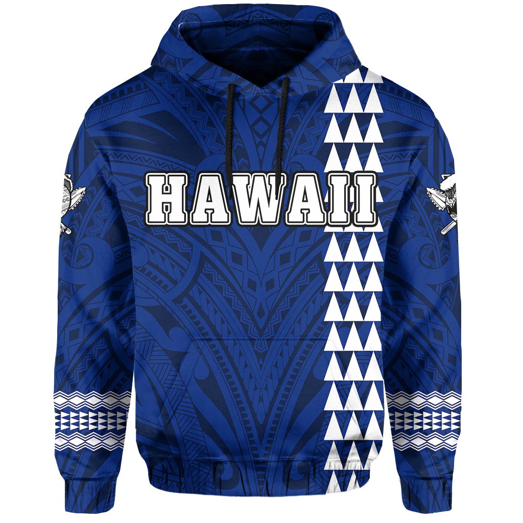 Polynesian Islands Warrior Kakau Hawaii Hoodie Blue - Polynesian Pride