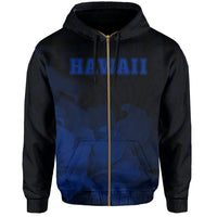 Tropic Hibiscus Seal of Hawaii Zip Hoodie Blue - Polynesian Pride