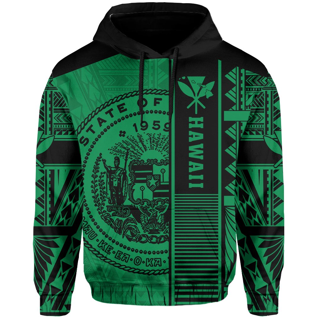 Polynesian Seal of Hawaii Hoodie Green NRP Style - Polynesian Pride