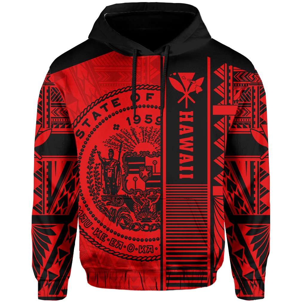 Polynesian Seal of Hawaii Hoodie Red NRP Style - Polynesian Pride