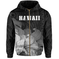 Tropic Hibiscus Seal of Hawaii Zip Hoodie White - Polynesian Pride