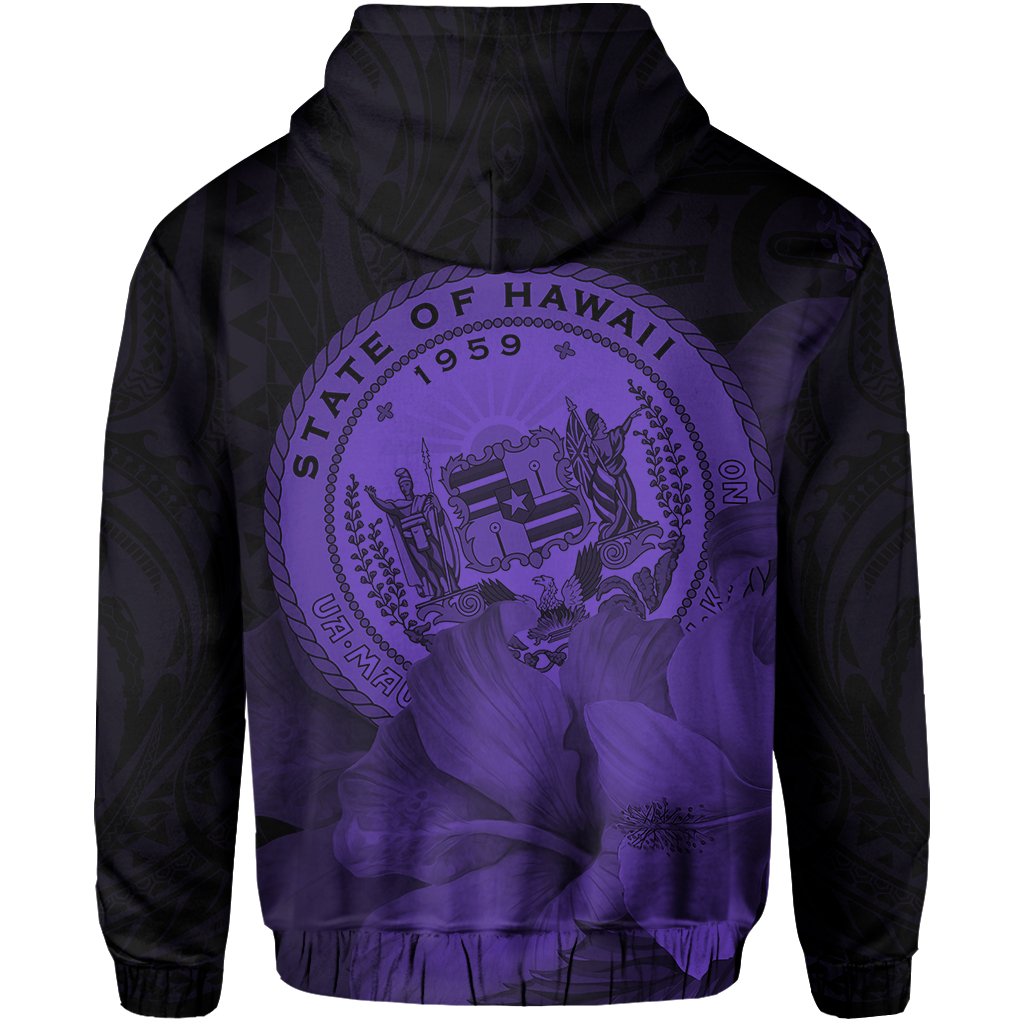Tropic Hibiscus Seal of Hawaii Hoodie Violet - Polynesian Pride