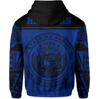 Polynesian Seal of Hawaii Zip Hoodie Blue NRP Style - Polynesian Pride