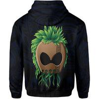 Polynesian Hula Man Helmet Hawaii Zip Hoodie Blue - Polynesian Pride
