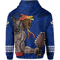 Polynesian Islands Warrior Kakau Hawaii Hoodie Blue - Polynesian Pride
