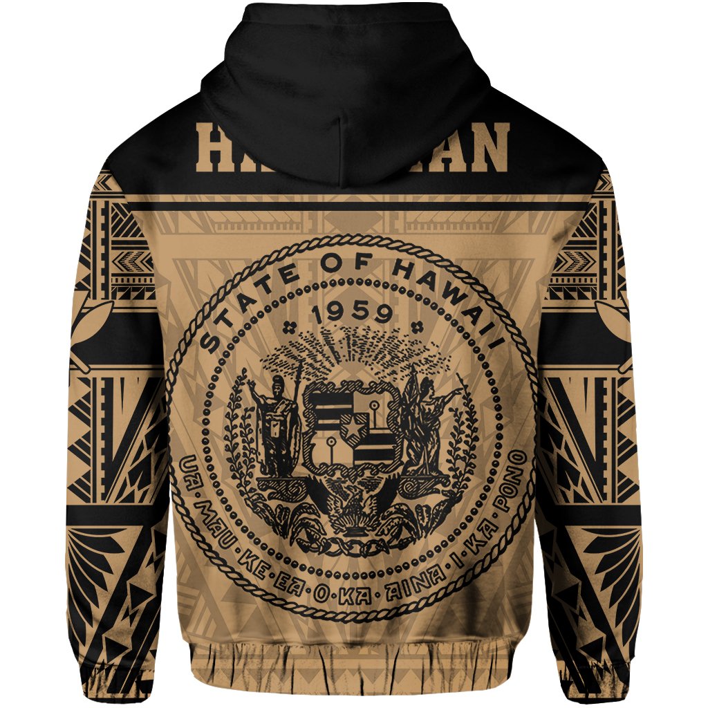Polynesian Seal of Hawaii Zip Hoodie Gold NRP Style - Polynesian Pride