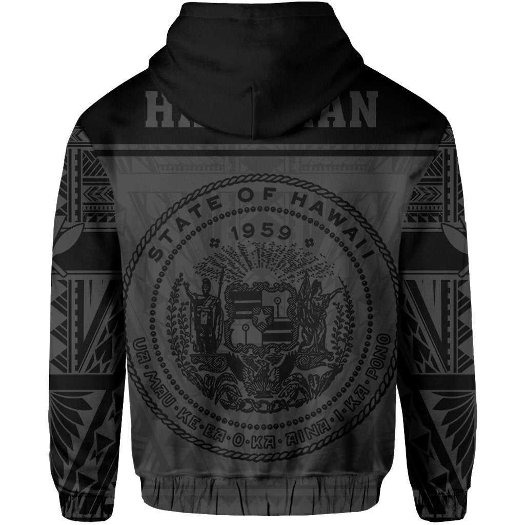 Polynesian Seal of Hawaii Zip Hoodie Gray NRP Style - Polynesian Pride