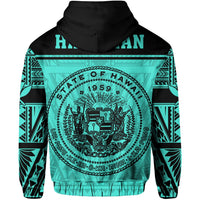 Polynesian Seal of Hawaii Hoodie Turquoise NRP Style - Polynesian Pride