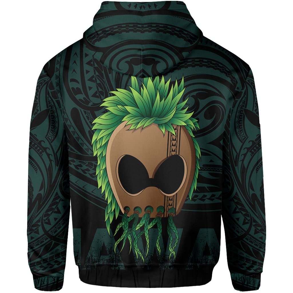 Polynesian Hula Man Helmet Hawaii Hoodie Turquoise - Polynesian Pride