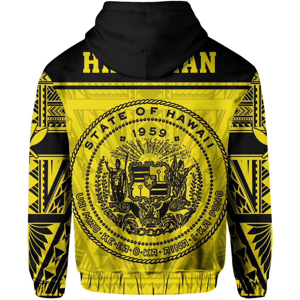 Polynesian Seal of Hawaii Hoodie Yellow NRP Style - Polynesian Pride