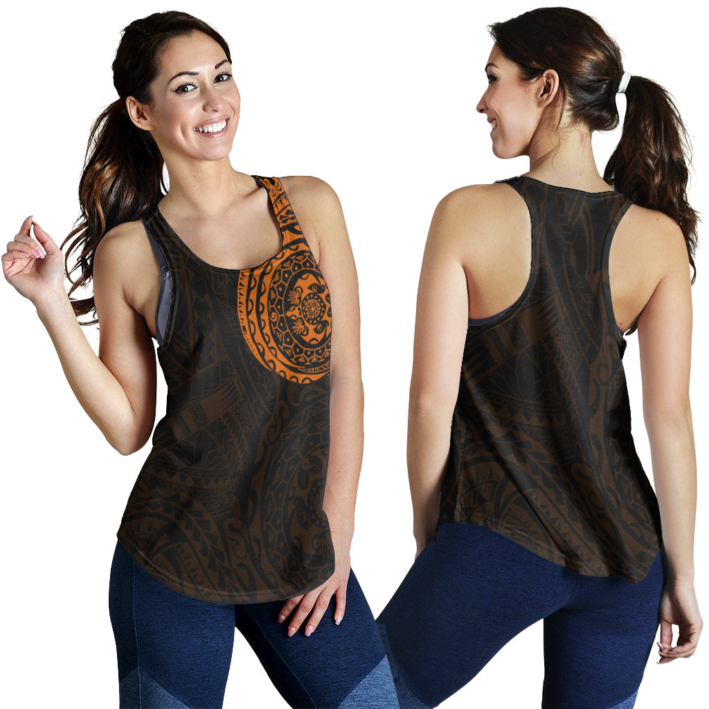 Polynesian Women Racerback Tank - Polynesian Tattoo Style Version 2 Orange - Polynesian Pride