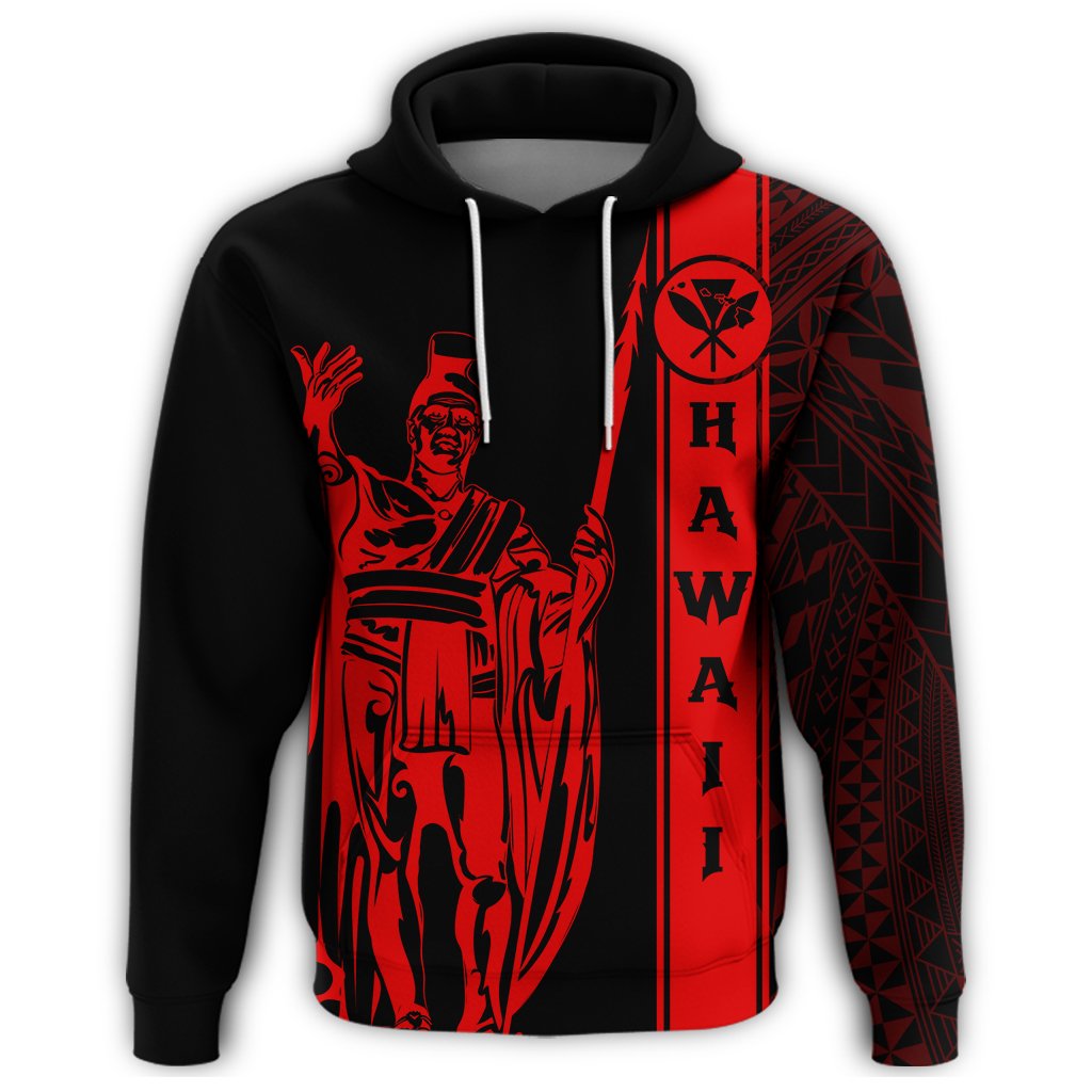 Kanaka Map King Red Hoodie Edgar Style - Polynesian Pride