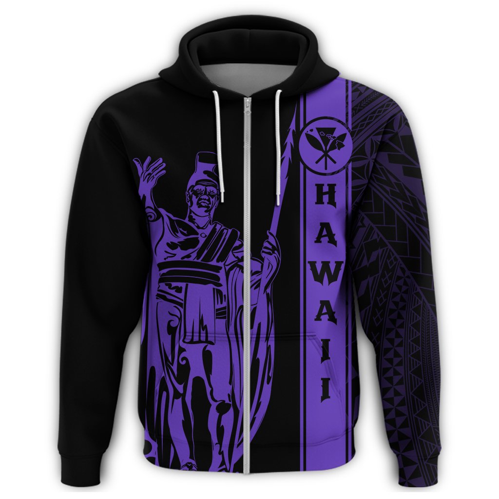 Kanaka Map King Purple Zipper Hoodie Edgar Style - Polynesian Pride