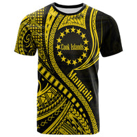 Custom Mangaia Cook Islands T Shirt Gold Polynesian Wave Style LT9 Adult Gold - Polynesian Pride