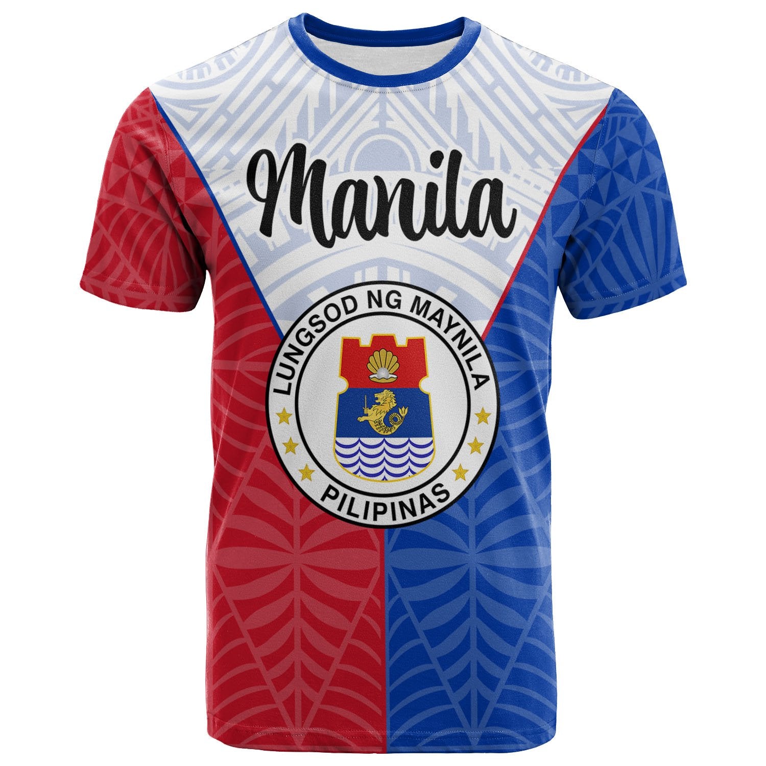 Pilipinas T Shirt Manila Seal of Pilipinas Style Unisex Blue - Red - Polynesian Pride