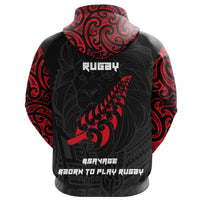 New Zealand Maori Lion Rugby Hoodie Red - Polynesian Pride