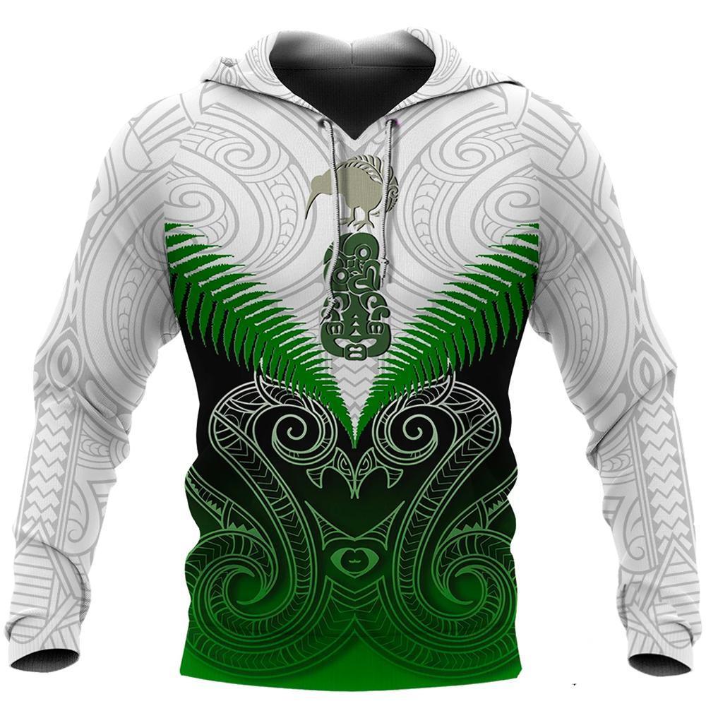 New Zealand Green Rugby Hoodie, Maori Manaia Pullover Hoodie Unisex Green - Polynesian Pride