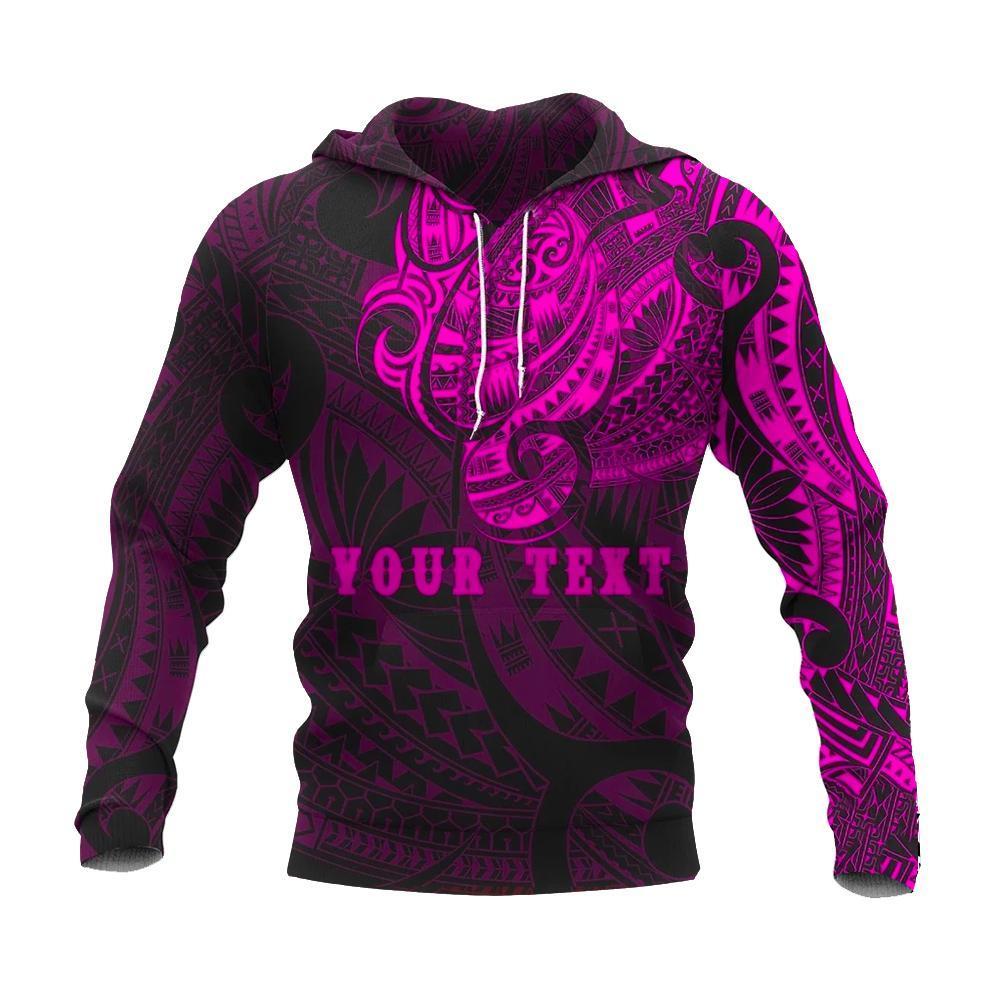 Maori Tattoo Style All Over Hoodie Pink Custom Version Unisex Pink - Polynesian Pride