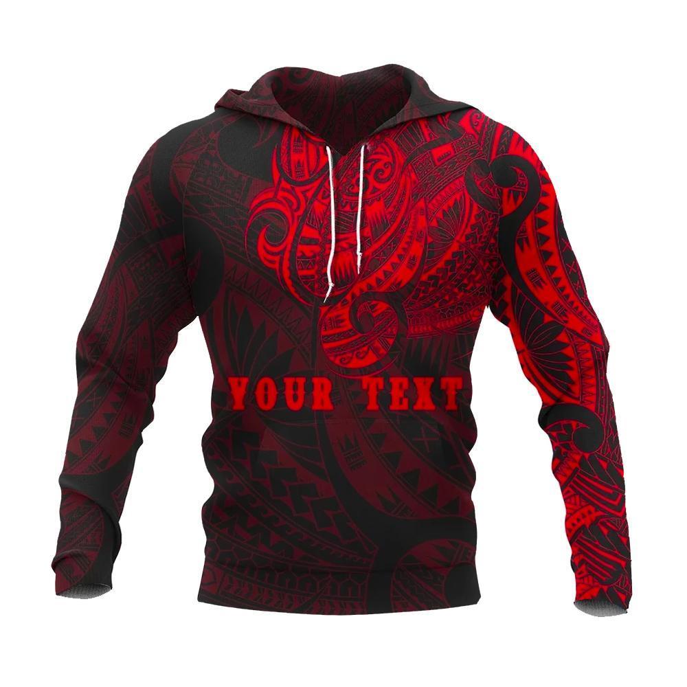 New Zealand Maori Tattoo All Over Print Customized Hoodie Unisex Red - Polynesian Pride