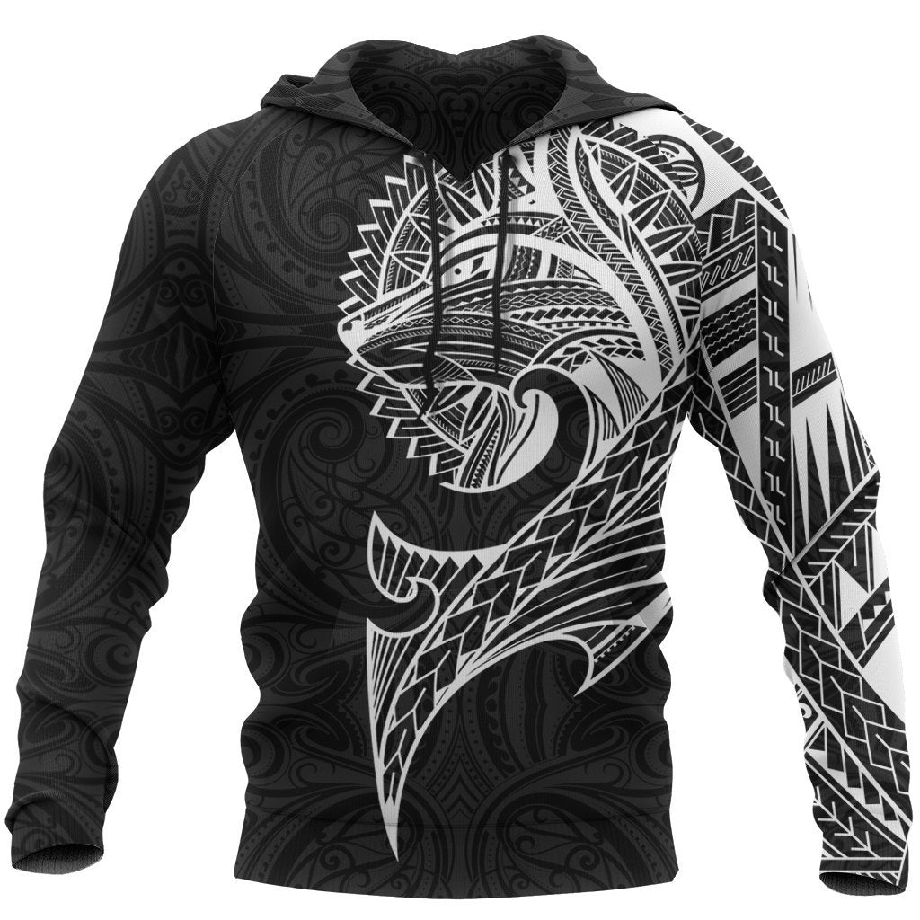 New Zealand Maori Hoodie, Wolf Tattoo Pullover Hoodie Unisex Black - Polynesian Pride
