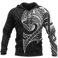 New Zealand Maori Hoodie, Wolf Tattoo Pullover Hoodie Unisex Black - Polynesian Pride