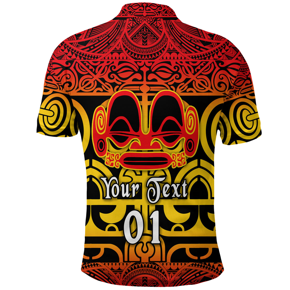 Custom Marquesas Islands Polo Shirt Marquesan Tattoo Simple Style Gradient Red LT8 - Polynesian Pride