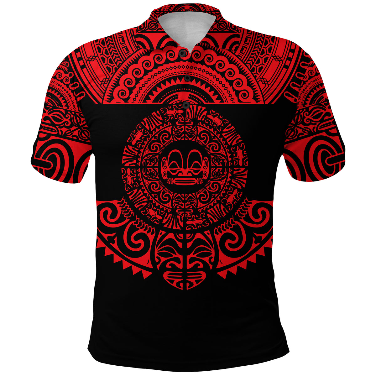 Custom Marquesas Islands Polo Shirt Marquesan Tattoo Simplified Version Red LT8 - Polynesian Pride