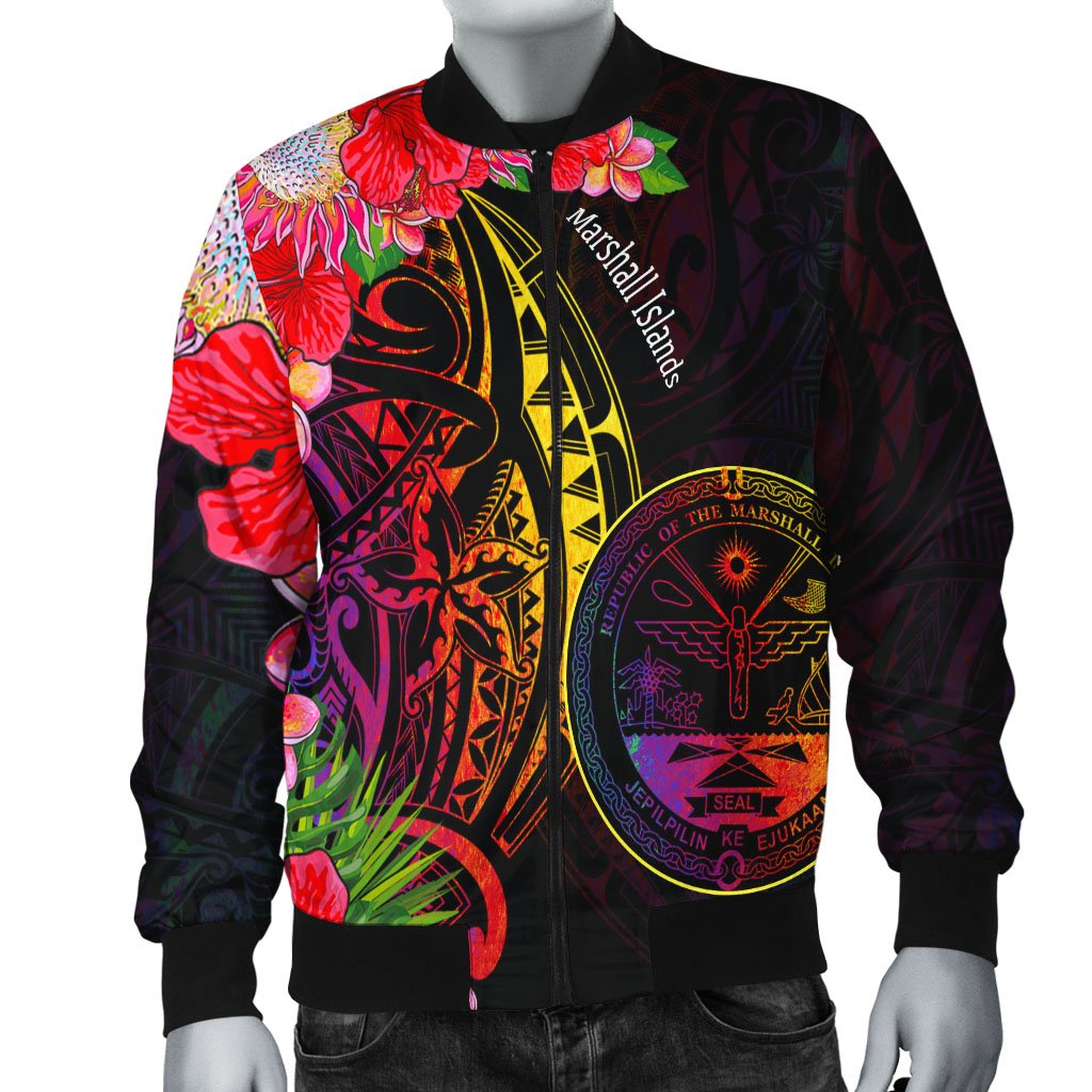 Marshall Islands Men's Bomber Jacket - Tropical Hippie Style - Polynesian Pride